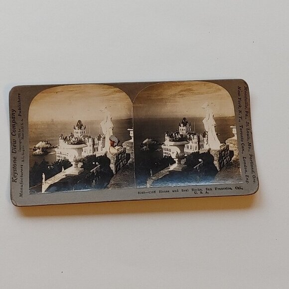 ANTIQUE Stereograph Card Cliff house and seal rocks san Francisco - Picture 1 of 6